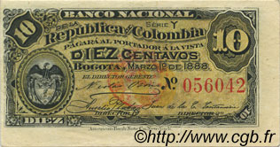 10 Centavos COLOMBIA  1888 P.211 XF+