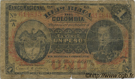 1 Peso COLOMBIA  1895 P.234 RC