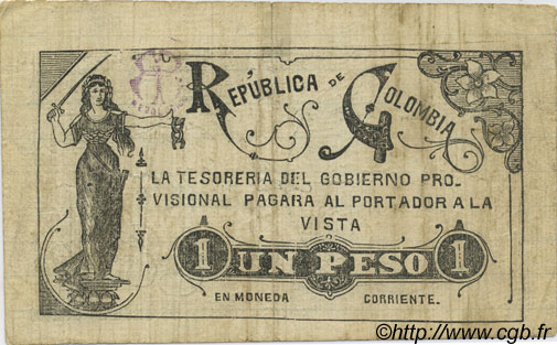1 Peso COLOMBIA  1900 P.295A BC+