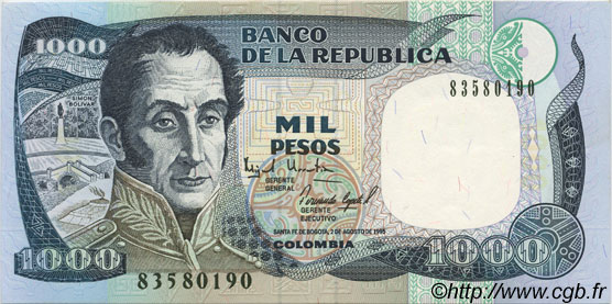 1000 Pesos COLOMBIA  1995 P.438 UNC