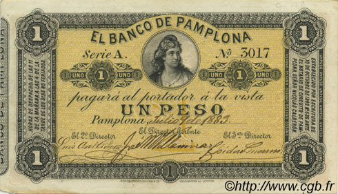 1 Peso KOLUMBIEN  1883 PS.0711a VZ