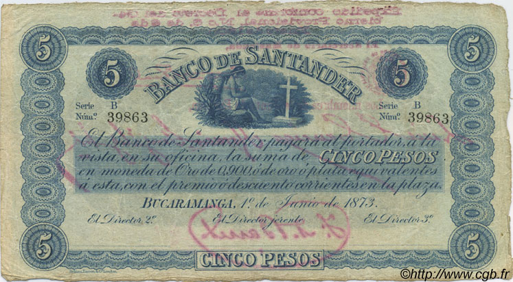 5 Pesos COLOMBIA  1900 PS.0832b VF
