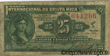 25 Centimos COSTA RICA  1919 P.156 RC+