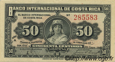50 Centimos COSTA RICA  1918 P.157 AU