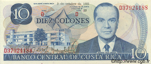 10 Colones COSTA RICA  1985 P.237b NEUF