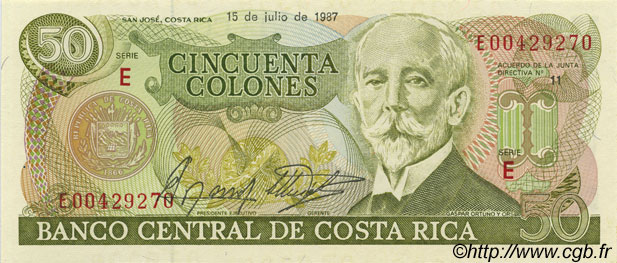 50 Colones COSTA RICA  1987 P.253 UNC