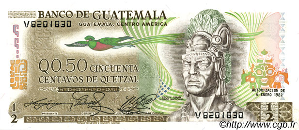 50 Centavos de Quetzal GUATEMALA  1982 P.058c ST