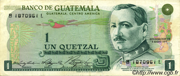 1 Quetzal GUATEMALA  1977 P.059c fVZ
