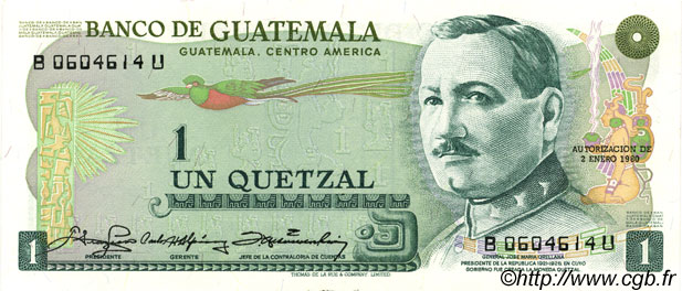 1 Quetzal GUATEMALA  1980 P.059c UNC