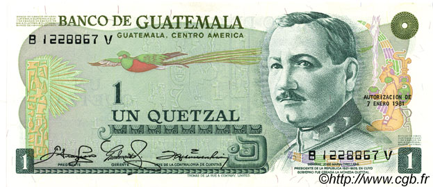 1 Quetzal GUATEMALA  1981 P.059c fST+
