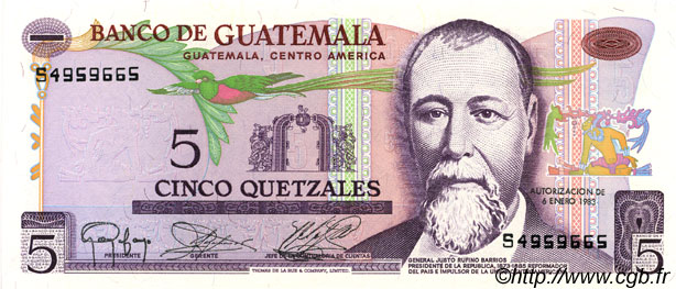 5 Quetzales GUATEMALA  1983 P.060c FDC