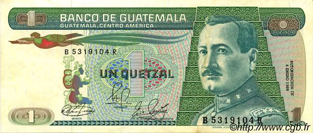 1 Quetzal GUATEMALA  1989 P.066 fST