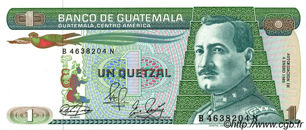 1 Quetzal GUATEMALA  1989 P.066 UNC