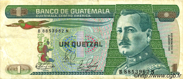 1 Quetzal GUATEMALA  1983 P.066 BB
