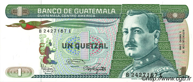 1 Quetzal GUATEMALA  1986 P.066 UNC