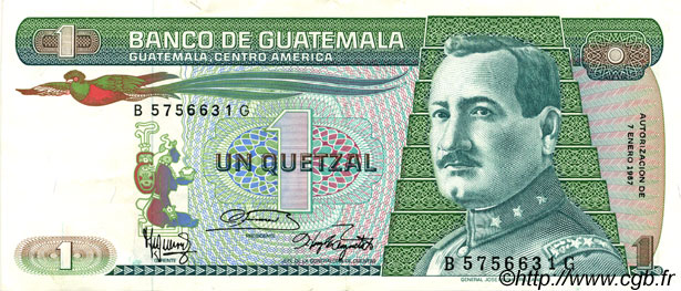 1 Quetzal GUATEMALA  1987 P.066 SPL