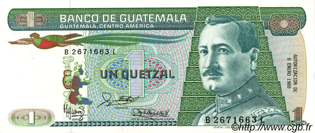 1 Quetzal GUATEMALA  1988 P.066 fST+