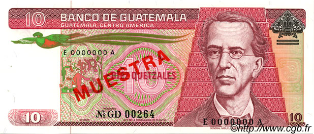 10 Quetzales Spécimen GUATEMALA  1983 P.068s fST