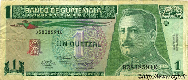 1 Quetzal GUATEMALA  1990 P.073 BC+
