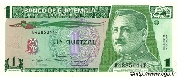 1 Quetzal GUATEMALA  1992 P.073c UNC
