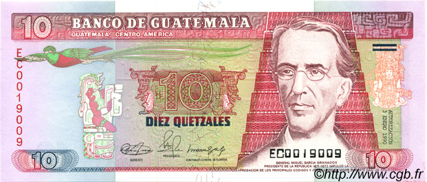 10 Quetzales GUATEMALA  1990 P.075 ST
