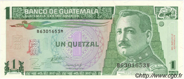 1 Quetzal GUATEMALA  1993 P.087 fST+