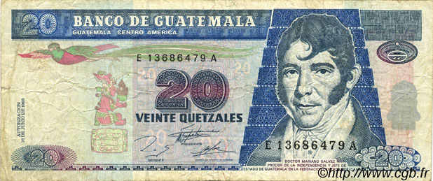 20 Quetzales GUATEMALA  1995 P.095 F