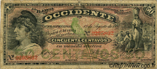 50 Centavos GUATEMALA  1900 PS.172 fS