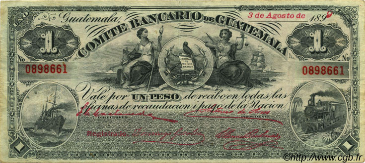 1 Peso GUATEMALA  1899 PS.191 TTB