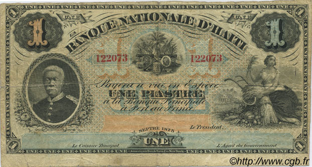 1 Piastre HAITI  1875 P.070 VG
