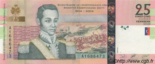 25 Gourdes HAITI  2004 P.273a UNC