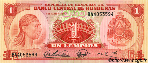 1 Lempira HONDURAS  1974 P.058 ST