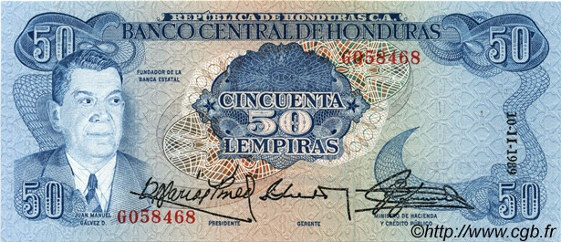 50 Lempiras HONDURAS  1989 P.066b FDC