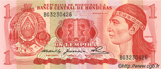 1 Lempira HONDURAS  1980 P.068a ST