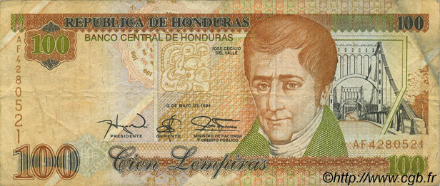 100 Lempiras HONDURAS  1994 P.077a BC+