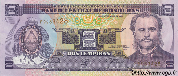 2 Lempiras HONDURAS  1997 P.080 UNC