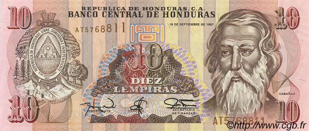 10 Lempiras HONDURAS  1997 P.082 ST