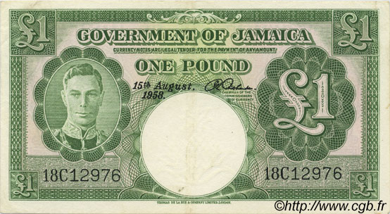 1 Pound JAMAICA  1958 P.41b XF+