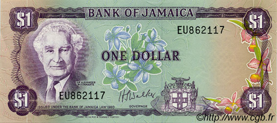 1 Dollar JAMAICA  1976 P.59b UNC-