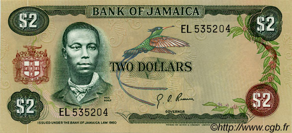2 Dollars JAMAICA  1976 P.60a UNC