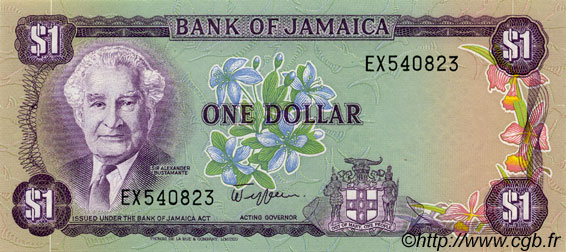 1 Dollar JAMAICA  1982 P.64a UNC