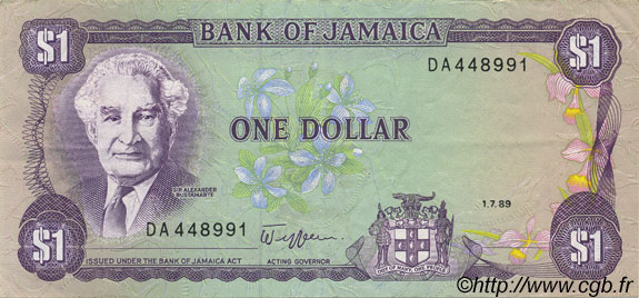 1 Dollar JAMAICA  1989 P.68Ac XF