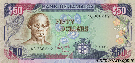 50 Dollars JAMAICA  1988 P.73a FDC