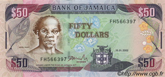 50 Dollars GIAMAICA  2002 P.73d q.FDC