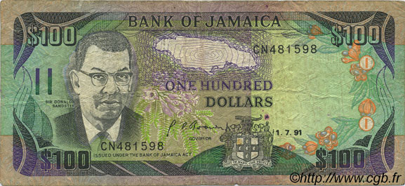 100 Dollars JAMAIKA  1991 P.75a fS