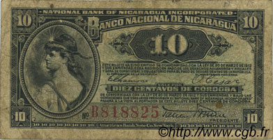 10 Centavos NICARAGUA  1918 P.052c F