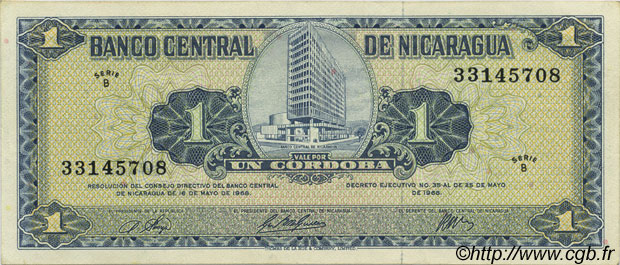 1 Cordoba NICARAGUA  1968 P.115 SC