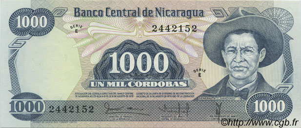 1000 Cordobas NICARAGUA  1979 P.139 q.FDC