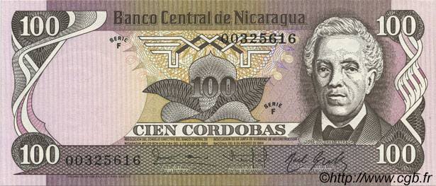 100 Cordobas NICARAGUA  1984 P.141 SC+