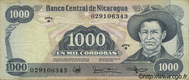 1000 Cordobas NICARAGUA  1985 P.145a BB